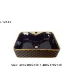 حوض مغسلة مربع اسود فوق الرخام 12145