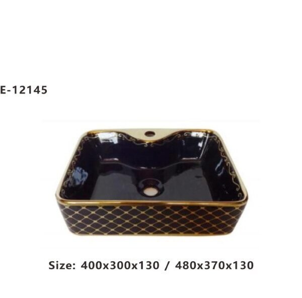 حوض مغسلة مربع اسود فوق الرخام 12145