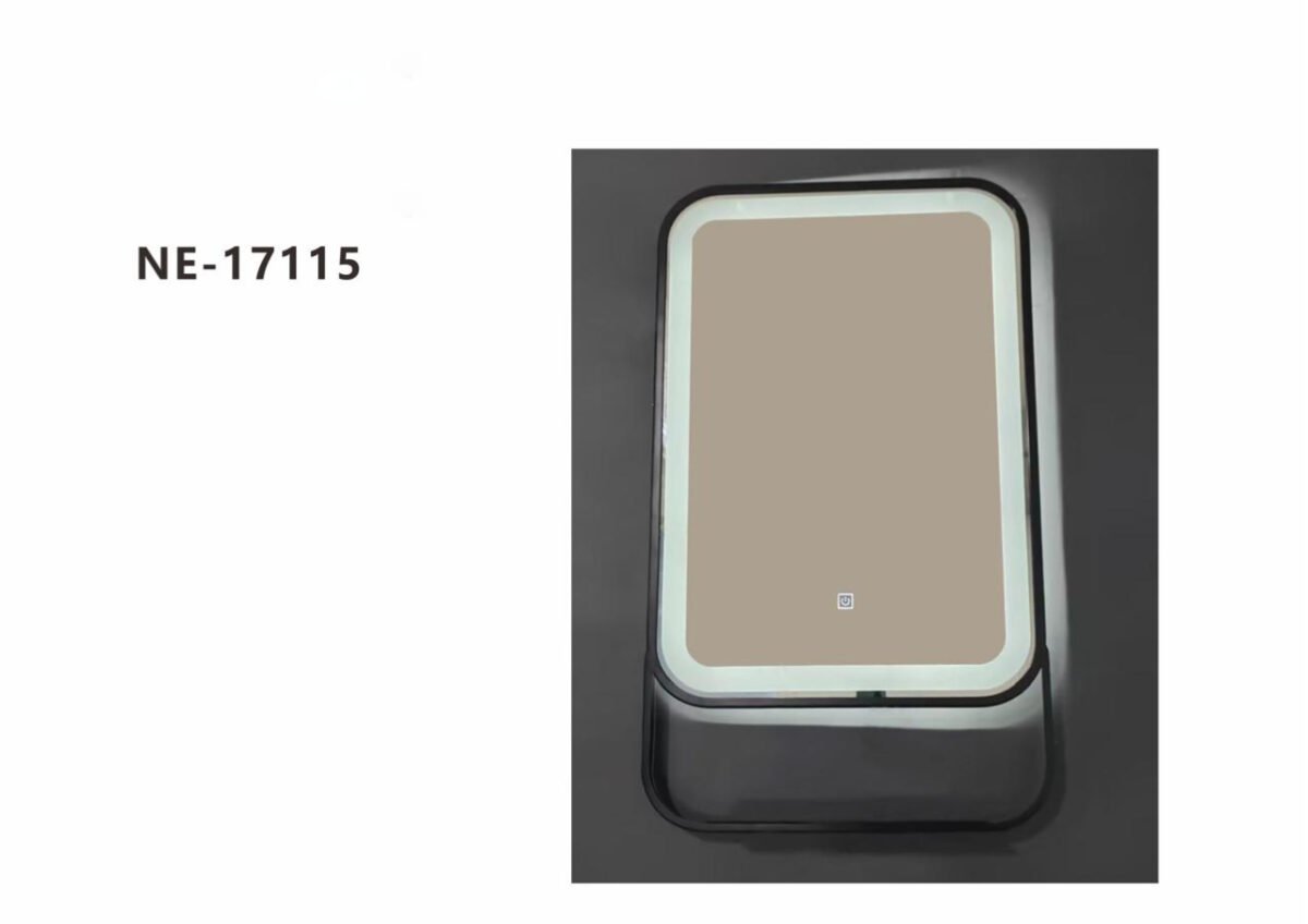 ⁦مرايا ليد مربعة اطار اسود NE-17115⁩ - الصورة ⁦1⁩