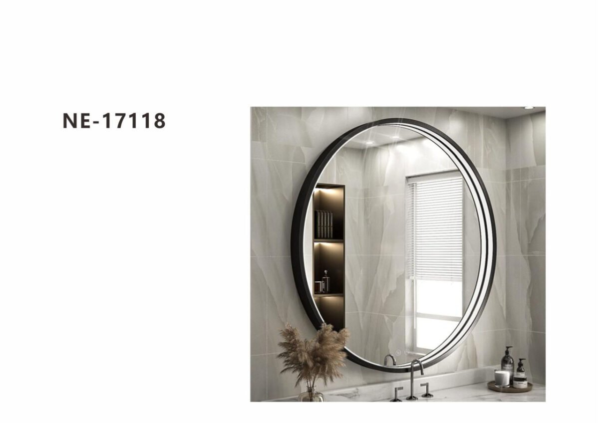 ⁦مرايا ليد دائري اطار اسود NE-17118⁩ - الصورة ⁦1⁩