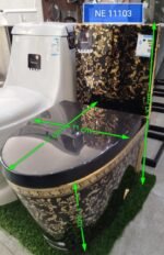 ⁦كرسي حمام افرنجي اسود قطعة واحدة هيلمند صيني NE-11103⁩ - الصورة ⁦2⁩