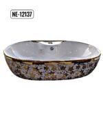 ⁦حوض مغسلة فوق الرخام ذهبي هيلمند صيني NE-12137⁩ - الصورة ⁦4⁩