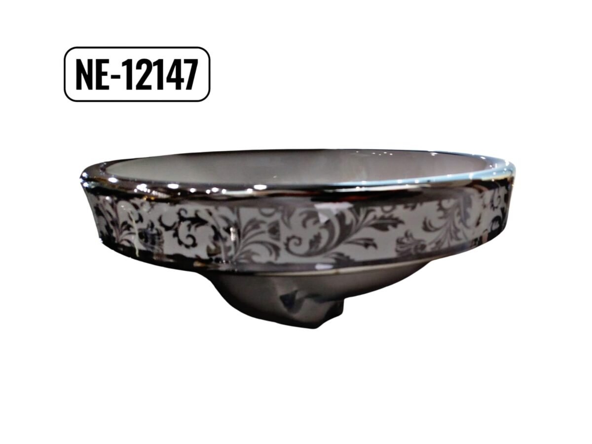 ⁦حوض مغسلة فوق الرخام فضي - ذهبي  هيلمند صيني NE-12147⁩ - الصورة ⁦4⁩