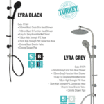 مسطرة دش مع سماعة تركي دائري اسود عمود كروم R1060-18