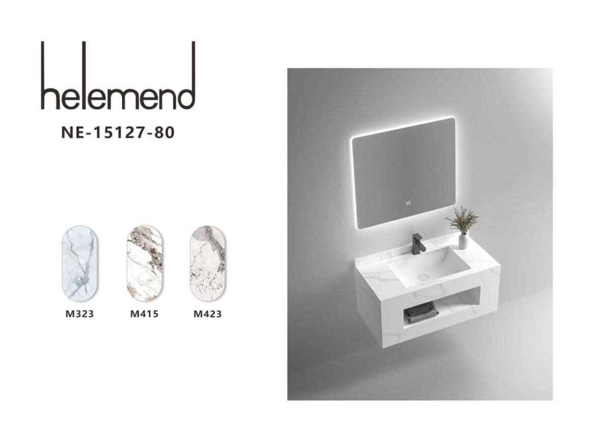 ⁦مغسلة سيراميك +رف+مرايا ليزر  NE-15127⁩ - الصورة ⁦1⁩