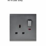 فيش ثلاثي  مع  مفتاح مع لمبة   رصاصي   41208 -HI