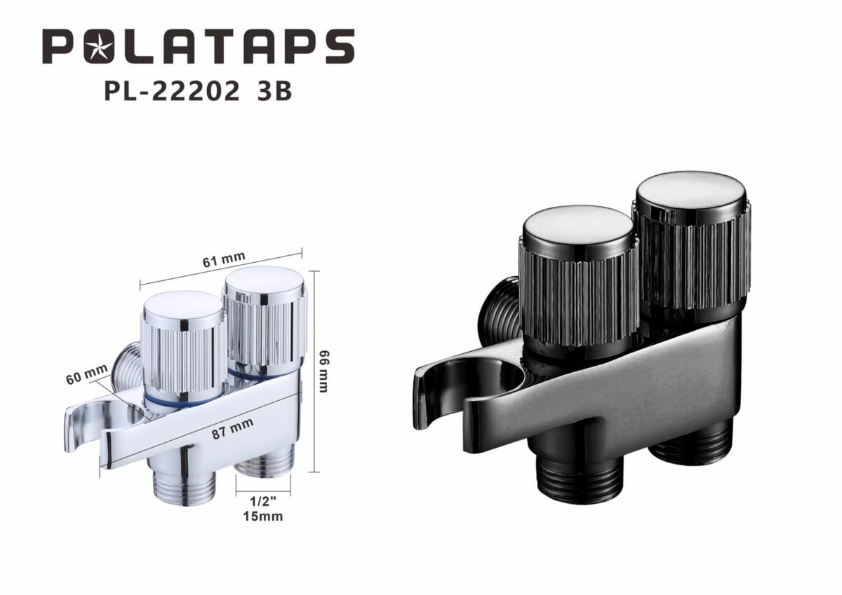 ⁦محبس زاوية دبل مع حامل شطاف    PL-22202⁩ - الصورة ⁦1⁩