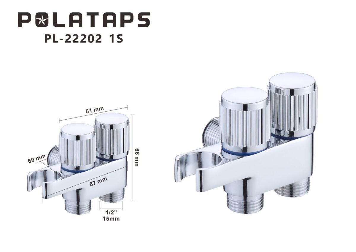 ⁦محبس زاوية دبل مع حامل شطاف    PL-22202⁩ - الصورة ⁦2⁩